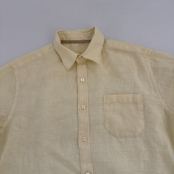 Vintage Tommy Bahama 100% LINEN Shirt Men’s Medium Long Sleeve Yellow Beachy - Picture 2 of 8